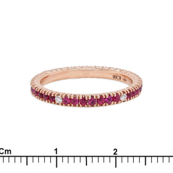 anello veretta rubino e diamanti in oro bianco - immagine 3