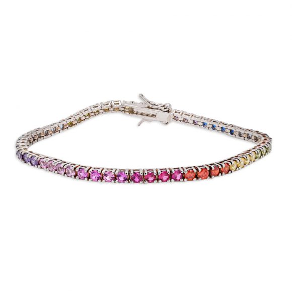 bracciale tennis unisex argento e zirconi arcobaleno Gold Gallery