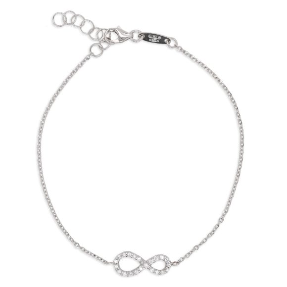 bracciale infinito in oro bianco e pavè di zirconi