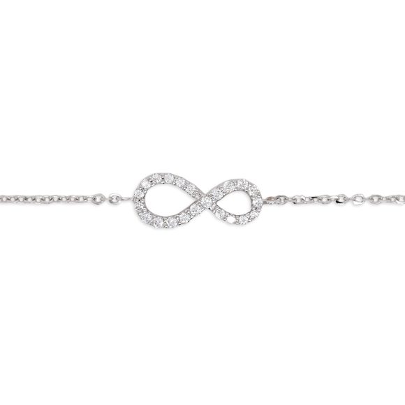 bracciale infinito in oro bianco e pavè di zirconi - immagine 2