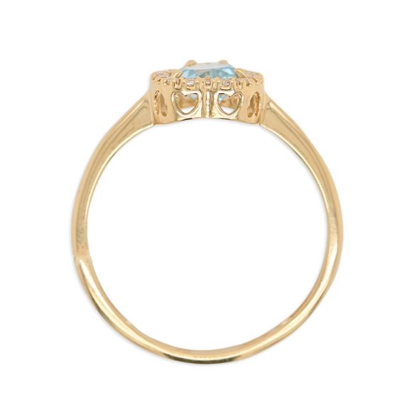anello cuore in oro giallo e pavè di zirconi - immagine 2