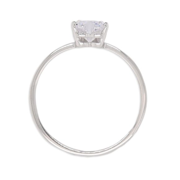 anello solitario cuore in oro bianco e zircone - immagine 2