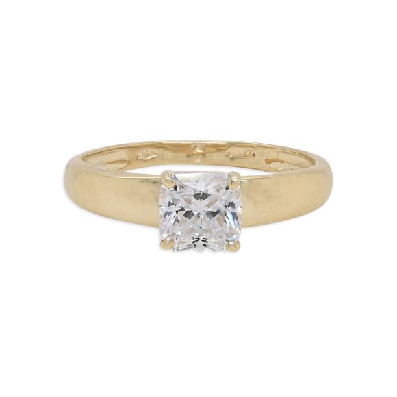 anello solitario in oro giallo e zircone