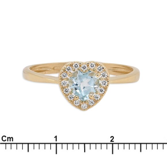 anello cuore in oro giallo e pavè di zirconi - immagine 3