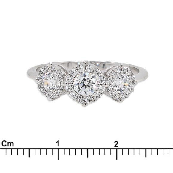 anello pavè in oro bianco e zirconi - immagine 3