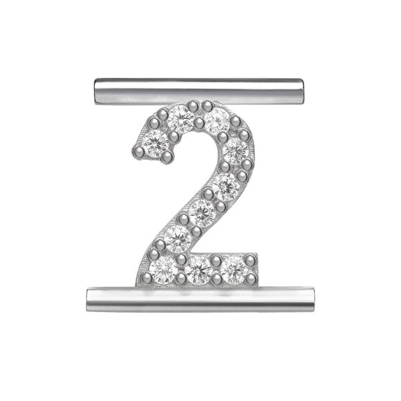 charm "Numero 2" argento e zirconi MOODS Eleonora Giordani EG0042
