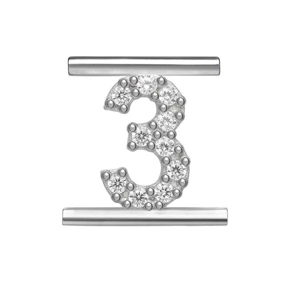 charm "Numero 3" argento e zirconi MOODS Eleonora Giordani EG0043