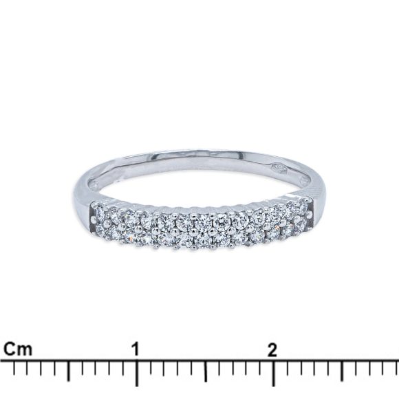 anello pavè in oro bianco e zirconi - immagine 2