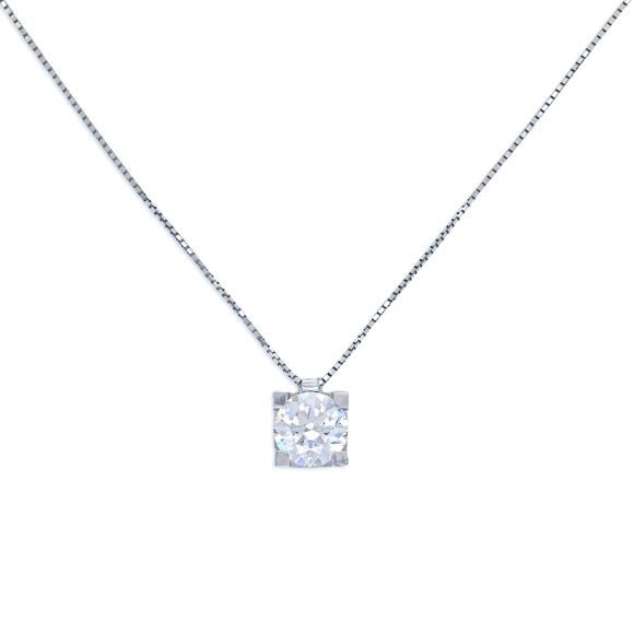 collana in oro bianco e zircone
