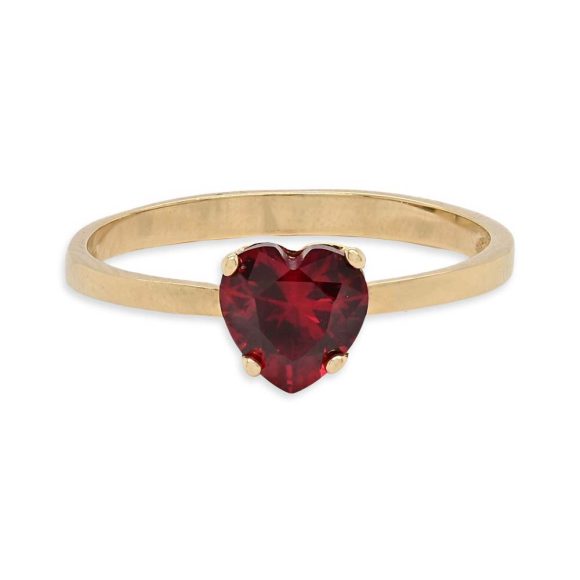 anello solitario cuore in oro giallo e zircone
