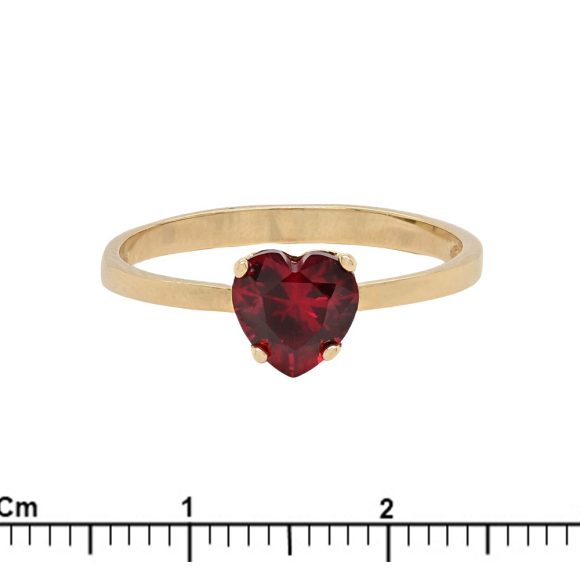 anello solitario cuore in oro giallo e zircone - immagine 2