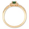anello in oro giallo con cuore verde e pavè di zirconi - immagine 2