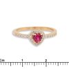 anello in oro giallo con cuore rosso e pavè di zirconi - immagine 3