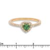 anello in oro giallo con cuore verde e pavè di zirconi - immagine 3