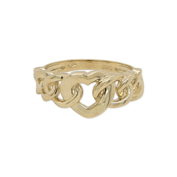 anello in oro giallo con groumette a cuore