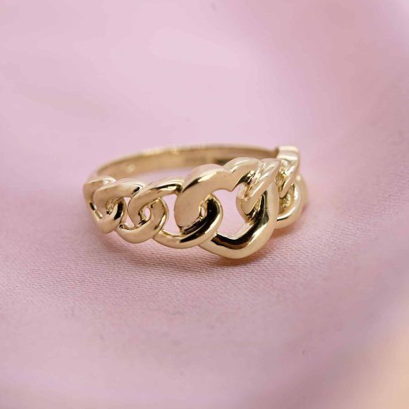 anello in oro giallo con groumette a cuore - immagine 2