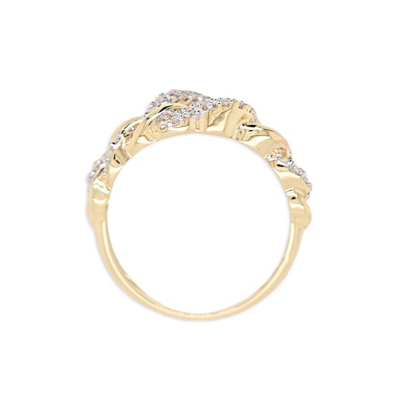 anello in oro giallo con groumette a cuore e zirconi - immagine 3