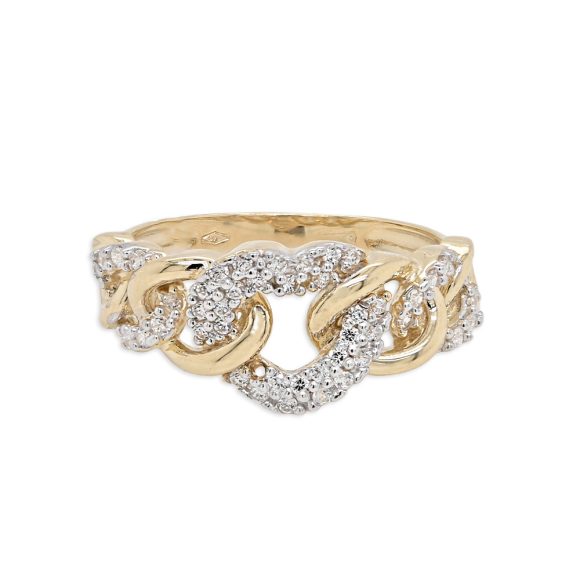 anello in oro giallo con groumette a cuore e zirconi