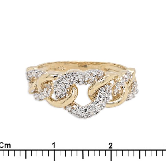 anello in oro giallo con groumette a cuore e zirconi - immagine 2