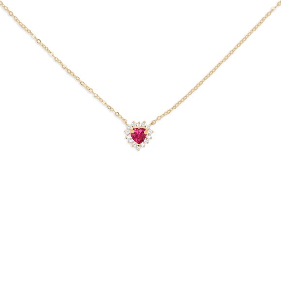 collana in oro giallo e zirconi a cuore A363