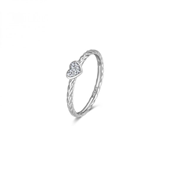 anello cuore argento e zirconi Rosato