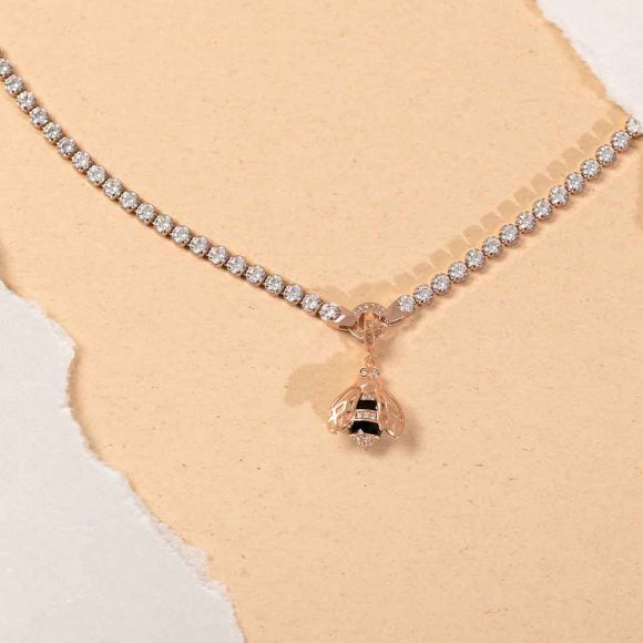 charm Ape argento e zirconi Rosato - immagine 2