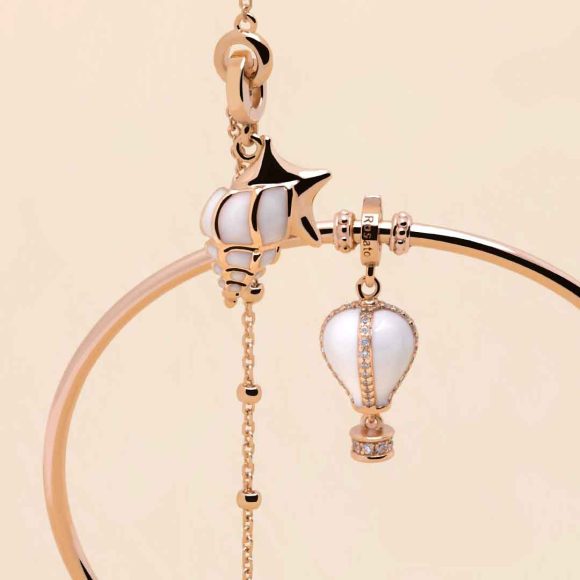 charm Mongolfiera argento e zirconi Rosato - immagine 2