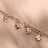 charm Quadrifoglio argento e zirconi Rosato - immagine 2