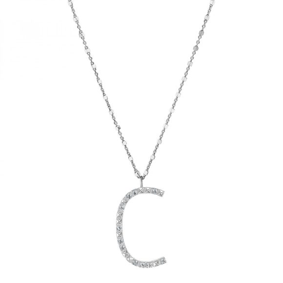 collana in argento e zirconi lettera "C" Rosato RZCU03