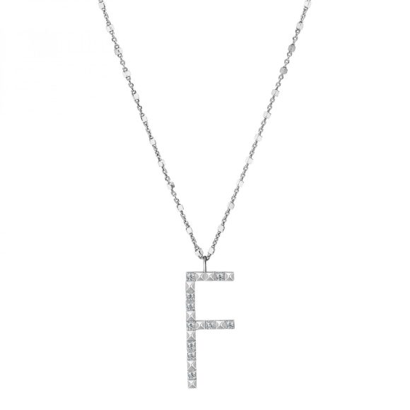 collana in argento e zirconi lettera "F" Rosato RZCU06
