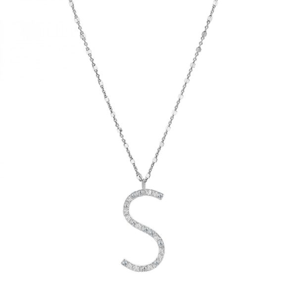 collana in argento e zirconi lettera "S" Rosato RZCU19