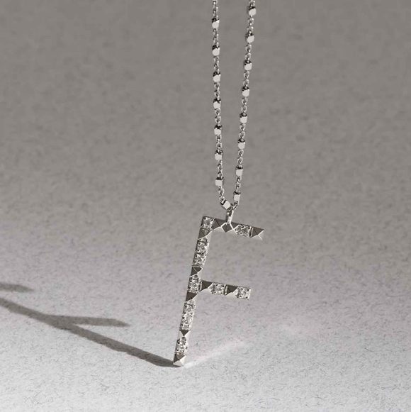 collana in argento e zirconi lettera "F" Rosato RZCU06 - immagine 2