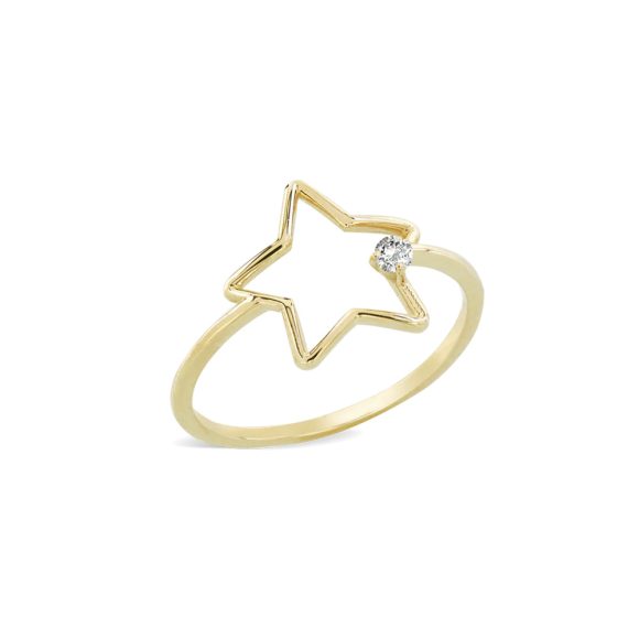 anello a forma di stella in oro giallo e diamante MyCharm Determinata