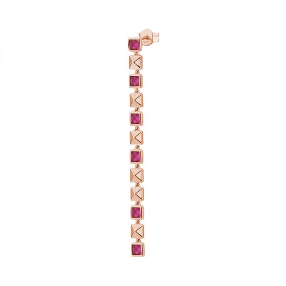 mono orecchino in argento e zirconi Rosato Cubica RZCU81