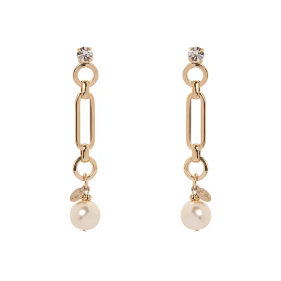Orecchini strass con catena e perla Sodini Kelly 55C063